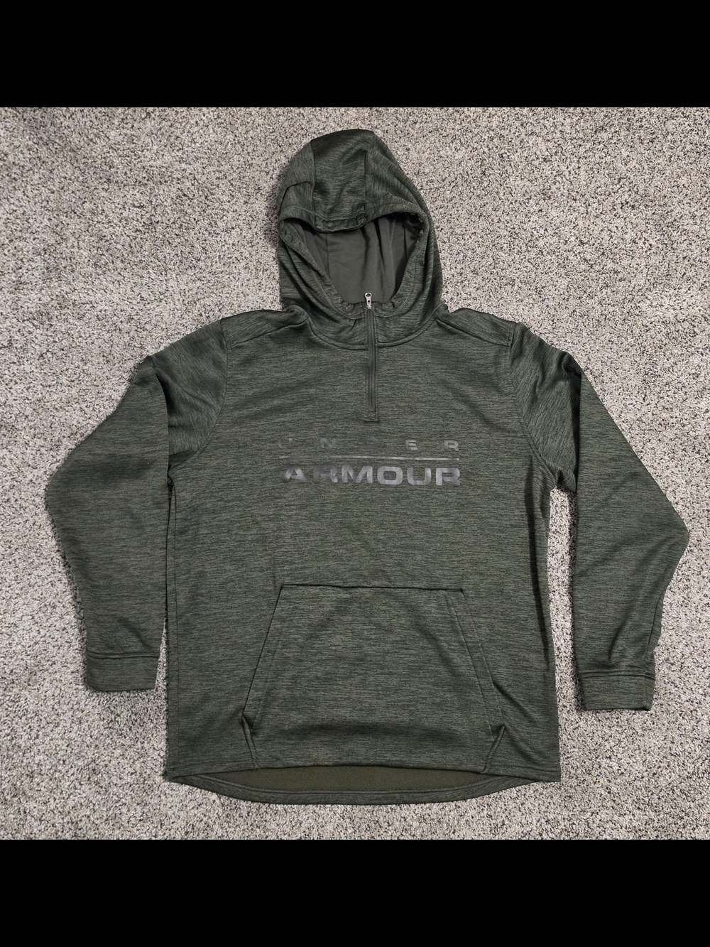Under Armour Men's Olive Quarter-Zip Hooded Sweater